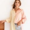 BT TOPS Lemonade Breeze Color Block Button Down Top