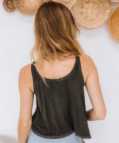 POL Deacon Embroidery Detail Crop Top - Black TOPS