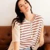 BT Bobbi Henley Striped Button Down Tee