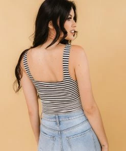 BT Atlanta Striped Square Neck Bodysuit MADE IN THE USA