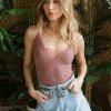 BT Front Mesh Ribbed Cami - Vintage Mauve TOPS