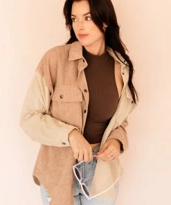 BT Remi Corduroy Color Block Shacket TOPS