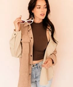 BT Remi Corduroy Color Block Shacket TOPS