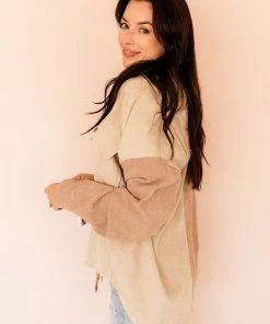 BT Remi Corduroy Color Block Shacket TOPS