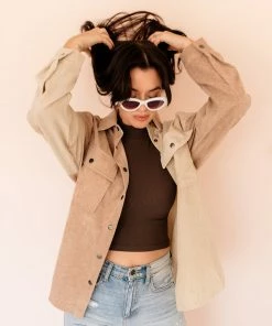 BT Remi Corduroy Color Block Shacket TOPS