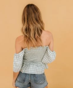 MITTOSHOP Erin Gingham Smocked Top TOPS