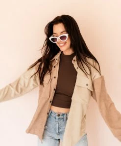 BT Remi Corduroy Color Block Shacket TOPS