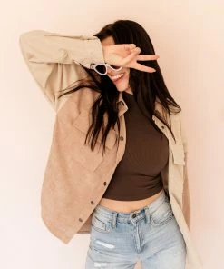 BT Remi Corduroy Color Block Shacket TOPS