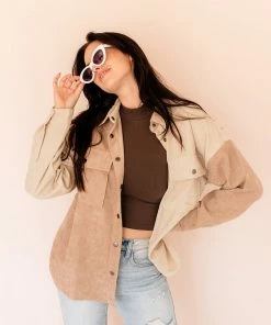 BT Remi Corduroy Color Block Shacket TOPS