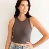 BT Headstart Seamless Textured Crop Top- Charcoal TOPS