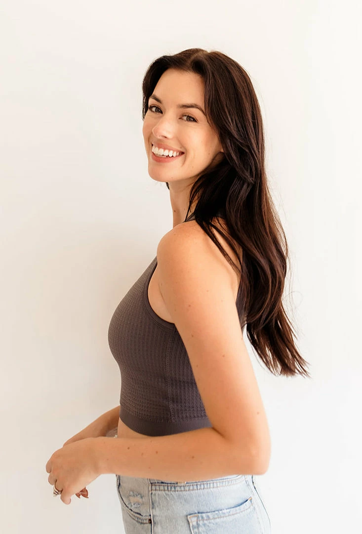 BT Headstart Seamless Textured Crop Top- Charcoal TOPS 4 BT Headstart Seamless Textured Crop Top- Charcoal TOPS