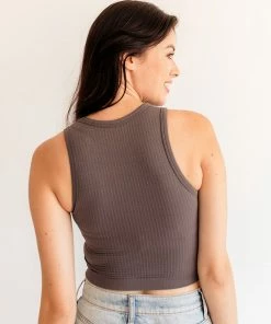 BT Headstart Seamless Textured Crop Top- Charcoal TOPS 12 BT Headstart Seamless Textured Crop Top- Charcoal TOPS