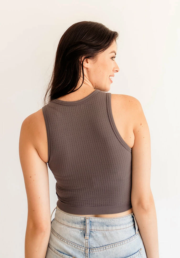BT Headstart Seamless Textured Crop Top- Charcoal TOPS 5 BT Headstart Seamless Textured Crop Top- Charcoal TOPS