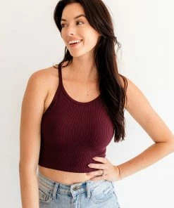 BT Tammy Ribbed Crop Top - Cassis TOPS