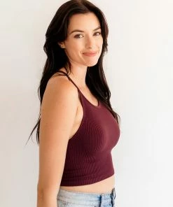BT Tammy Ribbed Crop Top - Cassis TOPS