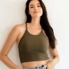 BT TOPS Tammy Ribbed Crop Top - Moss