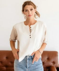 BT Alec Contrast Button Down Top TOPS