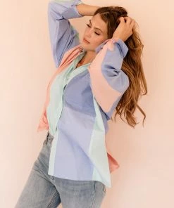 BT Jae Color Block Button Down Top