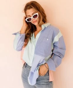 BT Jae Color Block Button Down Top 20 BT Jae Color Block Button Down Top