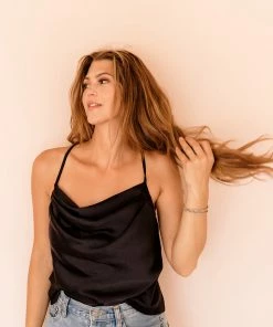 BT BEST SELLERS Keira Satin Cowl Neck Tank - Black 8 BT BEST SELLERS Keira Satin Cowl Neck Tank - Black