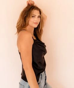 BT BEST SELLERS Keira Satin Cowl Neck Tank - Black 9 BT BEST SELLERS Keira Satin Cowl Neck Tank - Black