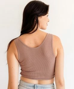 BT TOPS Tori Reversible Twist Crop Top - Espresso