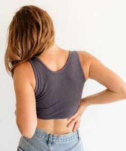 BT Tori Reversible Twist Crop Top - New Grey TOPS