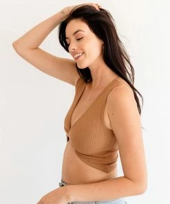BT Tori Reversible Twist Crop Top - Camel TOPS