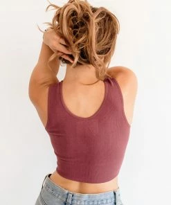 BT Jolie Ribbed Seamless Crop Top - Dark Mauve