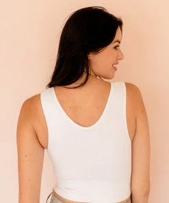 BT Jolie Ribbed Seamless Crop Top - White