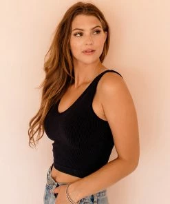 BT Connor Seamless Ribbed Brami - Washed Black