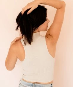 BT Molly Seamless Ribbed Mock Neck Top - Chalk BEST SELLERS