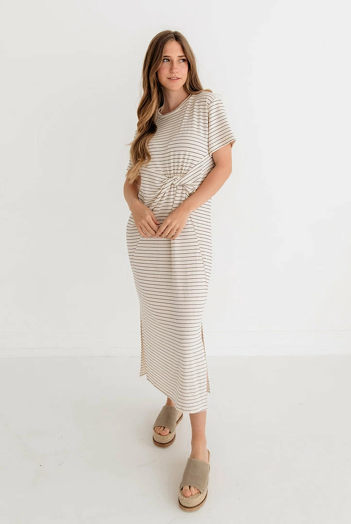 BT Jiya Jersey Striped Twist Front Midi Dress 3 BT Jiya Jersey Striped Twist Front Midi Dress