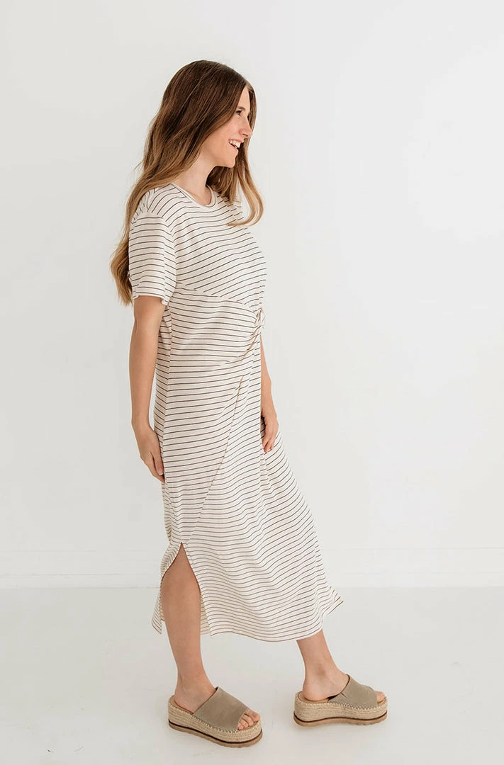 BT Jiya Jersey Striped Twist Front Midi Dress 6 BT Jiya Jersey Striped Twist Front Midi Dress