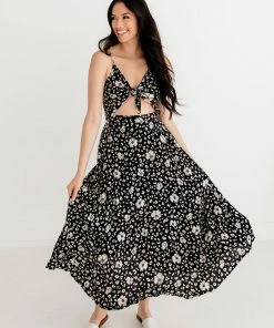 BT ANIMAL PRINT Andy Floral Cut Out Midi Dress