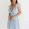 ONE & ONLY COLLECTIVE Call Me Angel Satin Ruffle Dress - Blue