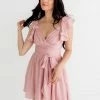 ONE & ONLY COLLECTIVE BEST SELLERS Call Me Angel Satin Ruffle Dress - Blush