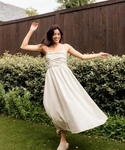 BT Porter Linen Gathered Pocketed Midi Dress 16 BT Porter Linen Gathered Pocketed Midi Dress