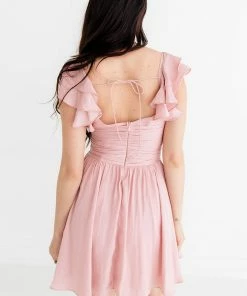ONE & ONLY COLLECTIVE BEST SELLERS Call Me Angel Satin Ruffle Dress - Blush