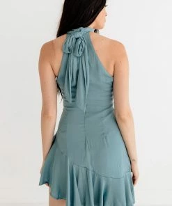 ONE & ONLY COLLECTIVE Nathalia Halter Satin Mini Dress