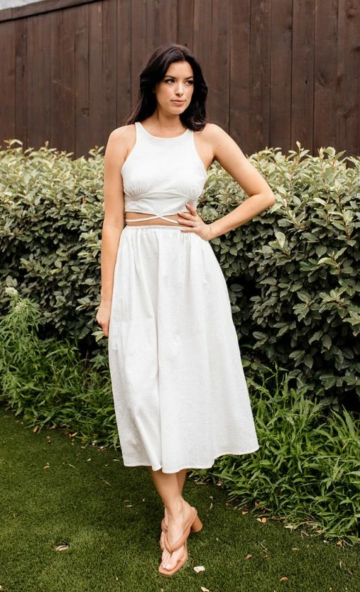 BT Katerina Cotton Cut Out Midi Dress BRIDAL