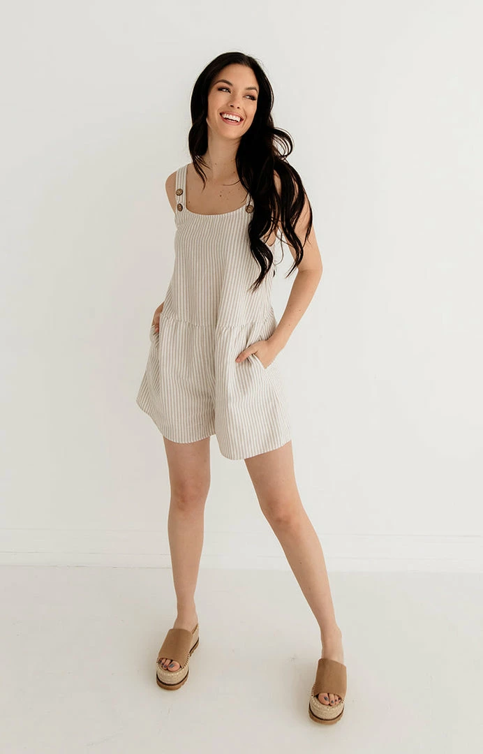 BT Nola Linen Blend Striped Romper ROMPERS + JUMPSUITS 4 BT Nola Linen Blend Striped Romper ROMPERS + JUMPSUITS