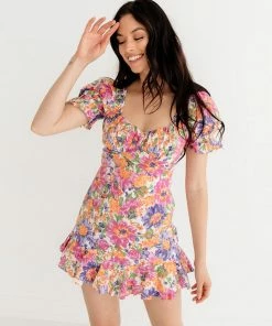 ONE & ONLY COLLECTIVE Lucia Floral Cut Out Ruffle Dress DRESSES