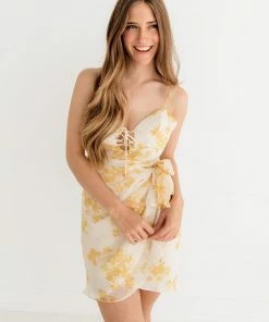 ONE & ONLY COLLECTIVE My Honey Lace Up Wrap Mini Dress DRESSES