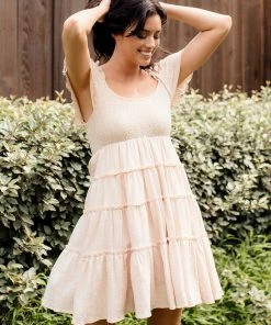 BT Gianna Smocked Ruffle Tiered Mini Dress