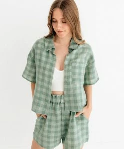 LE LIS MATCHING SETS Ryan Checkered Button Down Top
