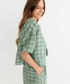 LE LIS MATCHING SETS Ryan Checkered Button Down Top