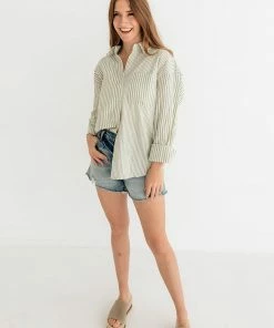 BT TOPS Ralph Pinstripe Button Down Top