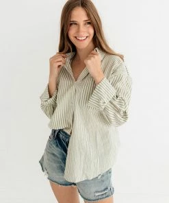 BT TOPS Ralph Pinstripe Button Down Top