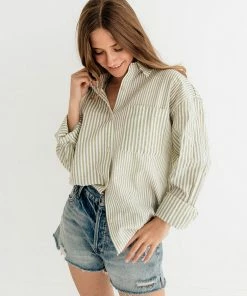 BT TOPS Ralph Pinstripe Button Down Top